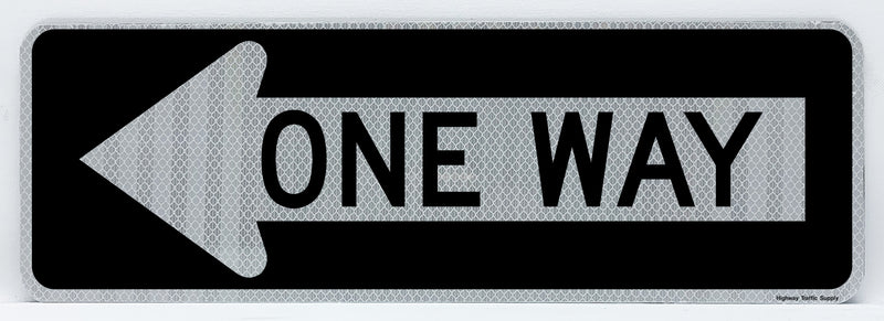 One Way Left Arrow Sign 36 inchx12 inch 3M Engineer Grade Prismatic Reflective. by Highway Traffic Spply., Red